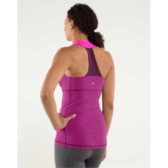 Lululemon Scoop Neck Tank in Hyper Raspberry Stripe Glo - Picture 3 of 8